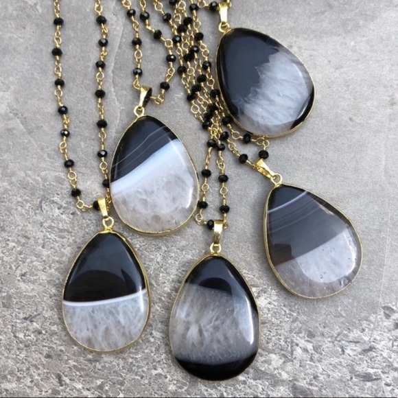 Estrella & Luna Jewelry - ❗️Last One❗️Onyx Crystal Teardrop Pendant Necklace